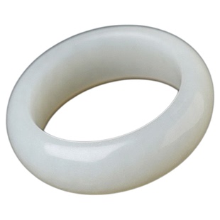 昆玉谣天然和田玉白玉戒指素圈旗舰店玉扳指玉石指环男女款细