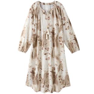 睡裙女士睡衣春秋款莫代尔长袖秋季薄款冰丝高级感秋冬长款连衣裙