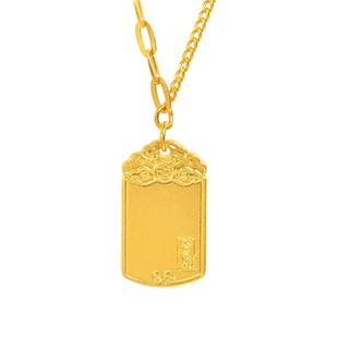 老庙黄金足金999古韵古法平安无事牌小金牌条项链古典国风汉服