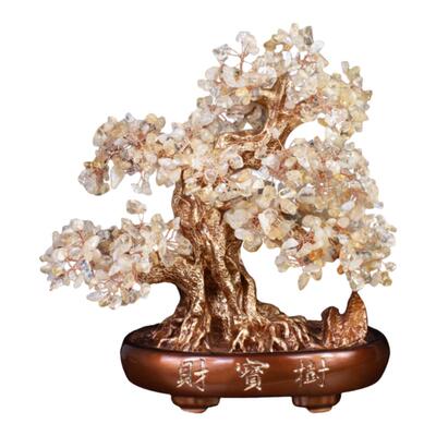 天然水晶摇钱发财树摆件办公乔迁