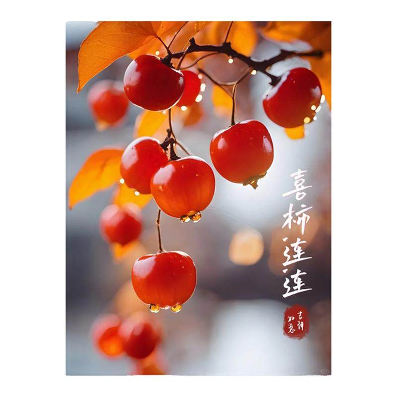 喜事连连高清柿子走廊玄关装饰画