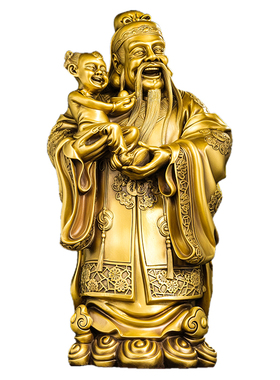 纯铜福星摆件福星高照铜像福禄寿家居供佛像贺寿礼品吉星高照黄铜