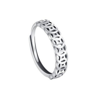 铜钱戒指素圈戒指情侣对戒钱串子戒指2025新款爆款银色戒指食指戒