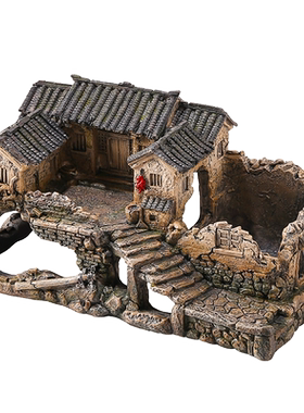 水族箱鱼缸造景老房子微景观摆件