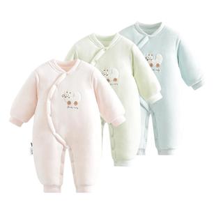 哥比兔婴儿连体衣冬季棉服男女宝宝三层夹棉哈衣棉衣加厚连身衣服