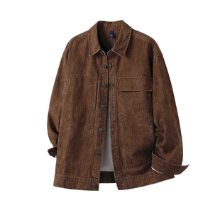 纯棉男外套春秋珠地印花水洗翻领外套潮美式休闲夹克Z888