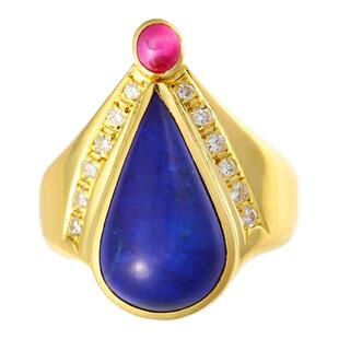 亏本清仓!天然原矿青金石戒指 925镀银镶嵌 青金石老矿戒指 活圈