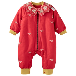 【如意】aqpa爱帕秋冬红品前开连体衣婴幼儿红品哈衣棉服