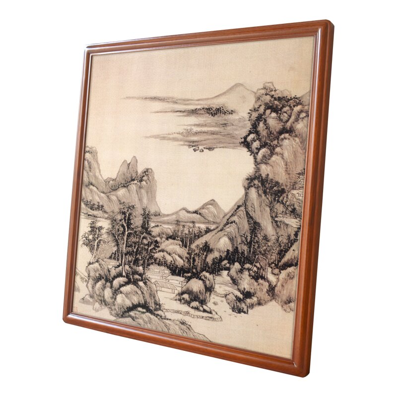菠萝格实木画框字画圆角榫卯中式国画相框高级挂墙办公可定制尺寸
