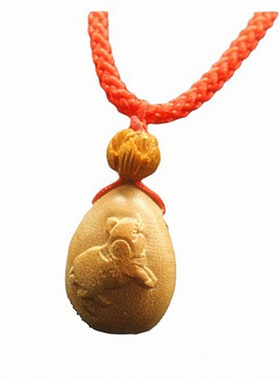 桃木生肖猪吊坠男女木质小猪项链