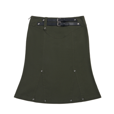 BEDEVIL真皮鱼尾半裙装饰皮带