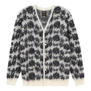 NEEDLES 男士黑白花色马海毛混纺V领开衫毛衣银泰百货精品 301574