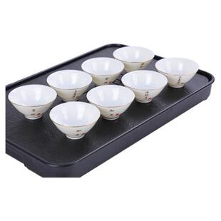 羊脂玉白瓷斗笠杯8个装禅语小茶杯带杯架陶瓷茶具品茗杯茶盏待客