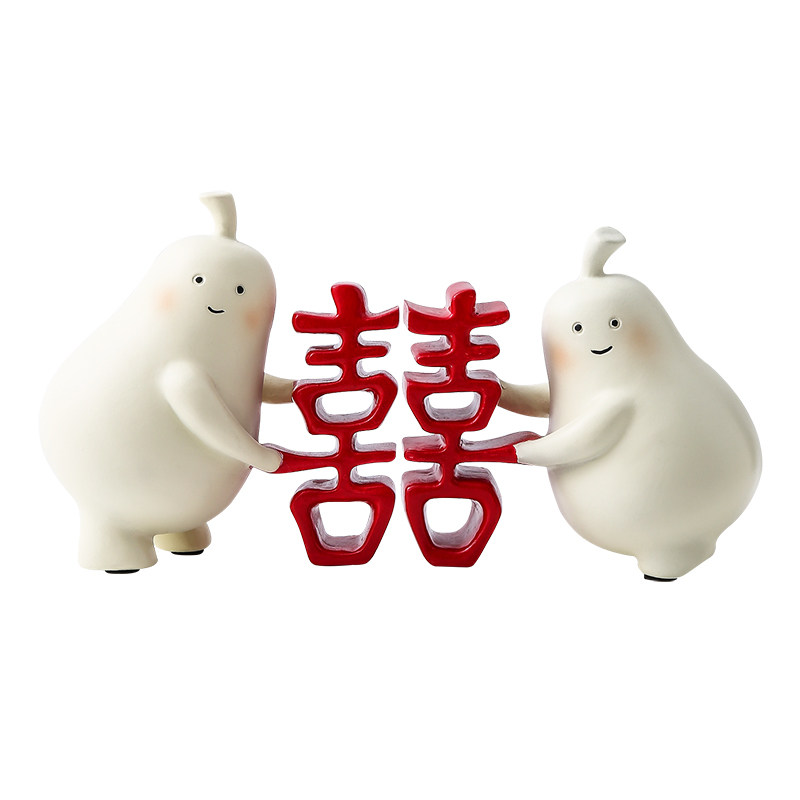 树脂新婚礼物新中式永不分梨摆件