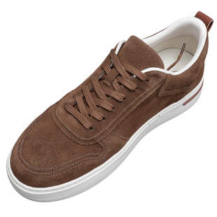 休闲板鞋男款2026春季新款时尚翻毛皮男士系带潮鞋老钱风复古男鞋