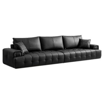 林氏家居劳伦斯头层牛皮黑色沙发