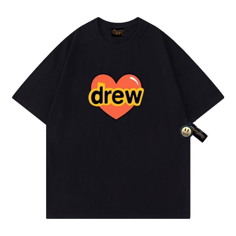 Drew夏季爱心印花纯棉圆领宽松学生男女休闲半袖美式简约潮流百搭