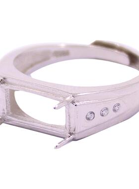 diy方形蜜蜡玉石镶嵌戒指空托