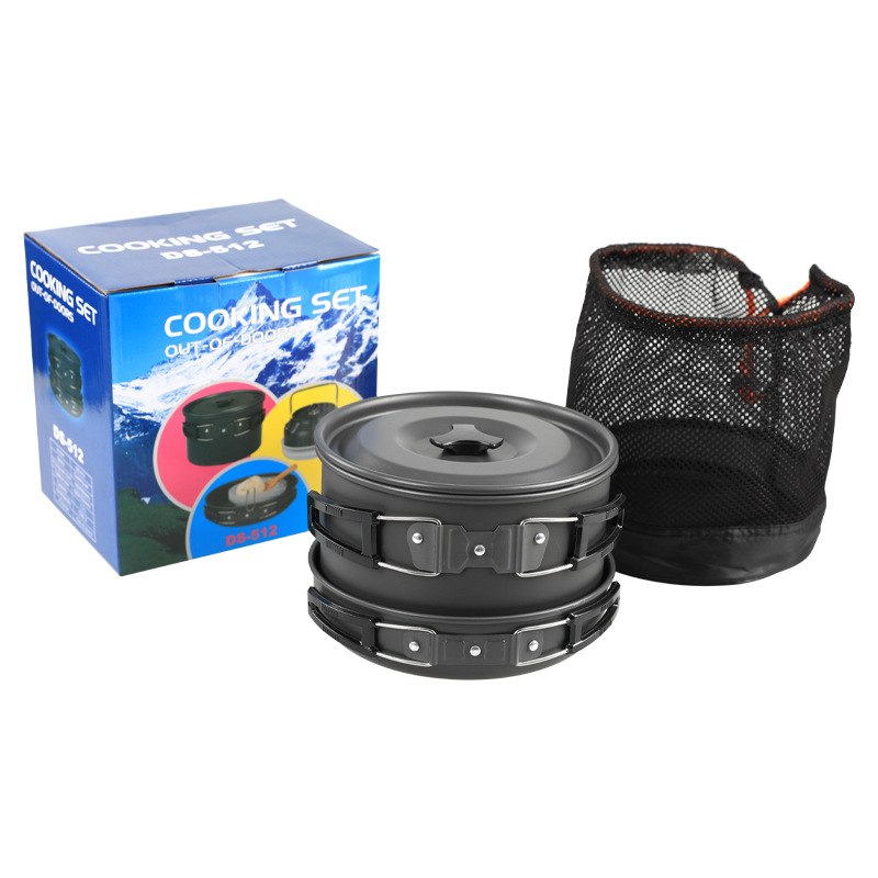 户外野营套锅DS-512配野餐锅加配件茶壶人套套装1.2L便携式4-5