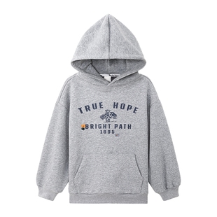 左西童装男童红色加绒卫衣儿童连帽冬季外套2025新款中大童加厚冬