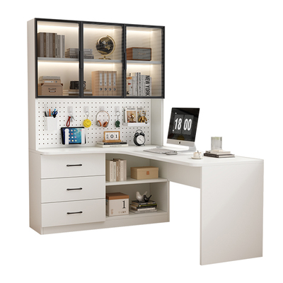 实木转角书桌书柜一体小户型卧室简约学生学习桌家用写字桌电脑桌