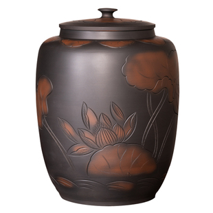 滇匠 建水紫陶水缸家用储水陶瓷纯净水桶中式茶道泡茶桌老式茶台