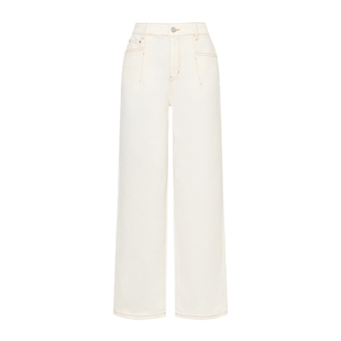 POLOWALK女士牛仔裤2026春季裤新品经典百搭白色直筒牛仔长裤子