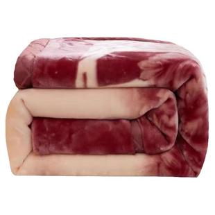 双层加厚拉舍尔毛毯冬季保暖毯子床垫毯盖毯被子婚庆大红空调毛毯