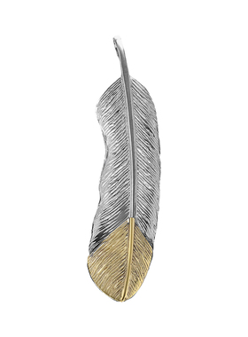 日系潮流印第安风羽毛吊坠925纯银泰银做旧手工diy叶子项坠配饰男