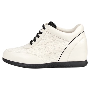 LINGMEICHEN内增高女鞋小白鞋新款厚底休闲皮鞋真皮运动鞋旅游鞋