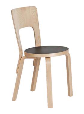 美之趣设计师餐椅北欧经典artek餐厅靠背椅子ins中古实木chair66