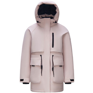 森马羽绒服女中长款七防工装外套2025冬季新款保暖鹅绒冬装防寒服