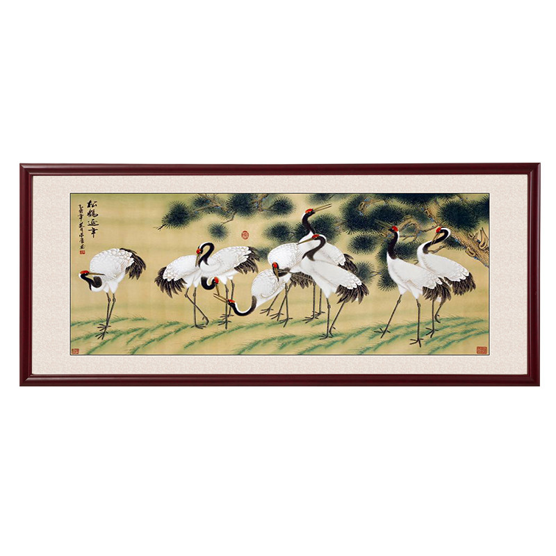 松鹤延年客厅装饰画挂画中式风格现代装饰画