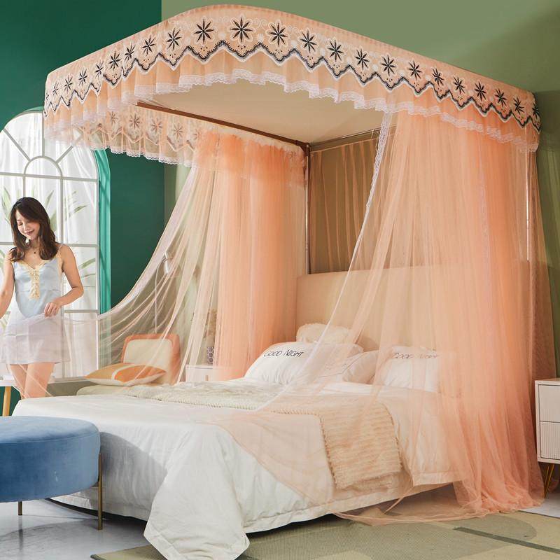 导轨蚊帐家用u型轨道支架固定伸缩滑轨1.8m免安装1.5床加密加厚