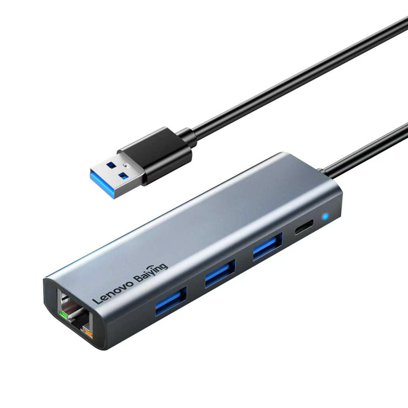 Lenovo联想usb拓展坞插头多口转RJ45网口扩展坞一分二HUB接口转接器Typec带供电集线器u盘苹果笔记本电脑平板