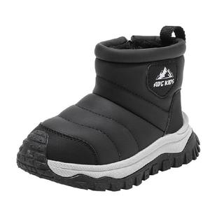 Abckids儿童休闲鞋冬季新款加绒加厚保暖雪地靴舒适防寒简约棉靴