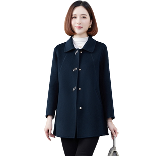 卡若维娅中老年双面呢零羊绒大衣女单排扣气质百搭高级感毛呢外套