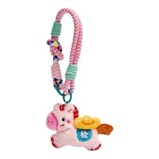 XIAOSIXI原创可爱卡通毛绒马上来财钥匙扣包包挂件车挂饰创意礼物