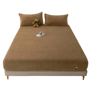 TeenieWeenie奶茶咖色牛奶绒床笠单件冬季加厚儿童床罩床垫保护套