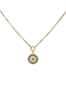 铜镀金珐琅彩雏菊吊坠项链