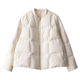 梭家|夜雪|匈牙利进口95白鹅绒 白色长绒棉绗线短款女士羽绒服