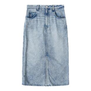 ISABEL MARANT TILAURIA法式休闲前开衩纯色牛仔半身裙女