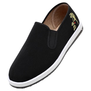 老北京布鞋男鞋乌拉草汉麻吸汗透气黑色爸爸刺绣传统千层底传统鞋