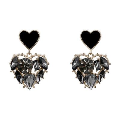 DODOGOGO设计感黑色水钻耳环女