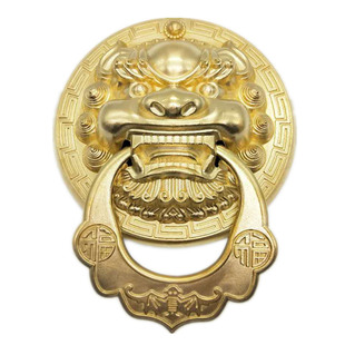 仿古纯铜兽头门环中式大门狮子头虎头拉环麒麟古铜把手复古门拉手