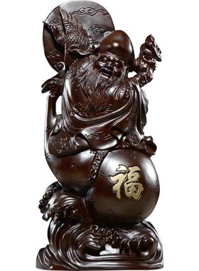 黑檀木雕老寿星公寿翁摆件