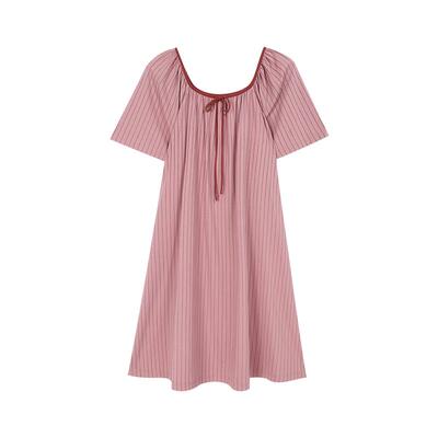 安之伴睡裙女夏季纯棉条纹家居服