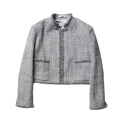 TANG TOWN 自制 精致限量粗花呢~惊艳镶边真丝里重工立领小香外套