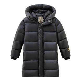 新款冬装黑金儿童羽绒服中长款男女童中大童加厚过膝长款极寒外套