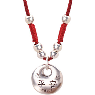 足银实心小胖福项链女士小银锁吊坠新款平安锁999纯银高级感礼物